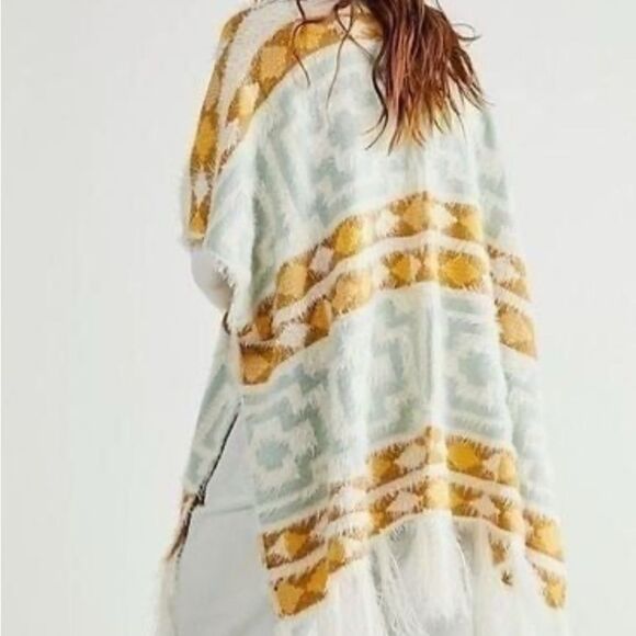 New FreePeople Poncho Diamondback Sweater Kimono One Size shawl wrap - Picture 3 of 8